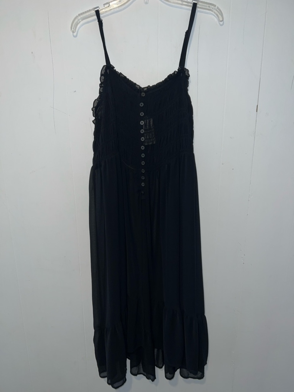 Torrid 3 Black Lace-Trim Sheer Button Midi Slip Dress 0413265